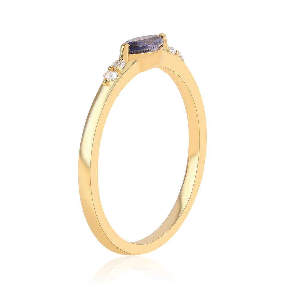 Pozlátený Strieborný Prsteň s Iolitom a Bielym Topásom 3 