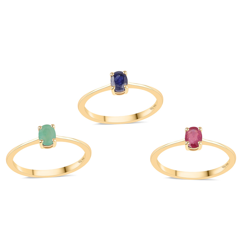 Pozlátené Strieborné Sada s Thajským Rubínom a Brazílskym Smaragdom ( Prsteň ) 1 