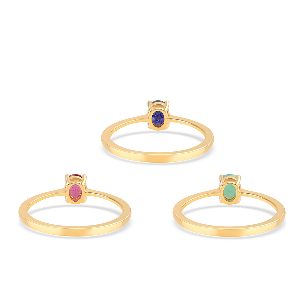 Pozlátené Strieborné Sada s Thajským Rubínom a Brazílskym Smaragdom ( Prsteň )