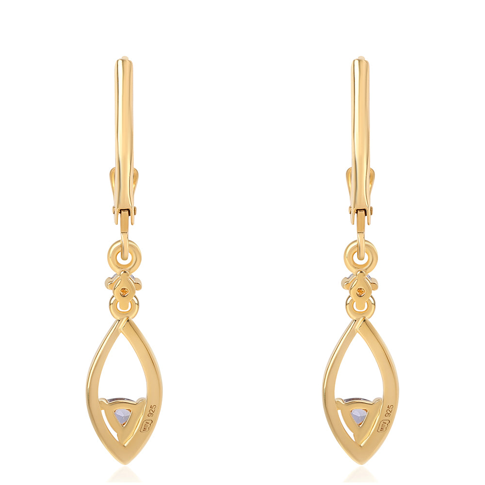 Pozlátené Strieborné Náušnice s Iolitom a Bielym Topásom 2 