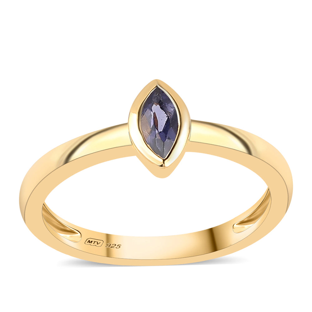 Pozlátený Strieborný Prsteň s Iolitom 1 