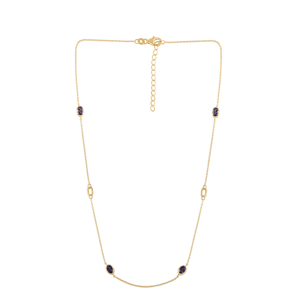 Pozlátený Strieborný Náhrdelník s Iolitom 1 