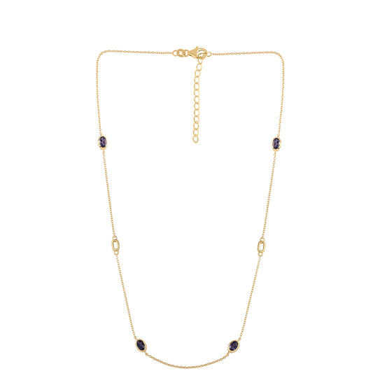 Pozlátený Strieborný Náhrdelník s Iolitom