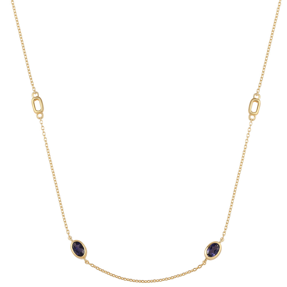 Pozlátený Strieborný Náhrdelník s Iolitom
