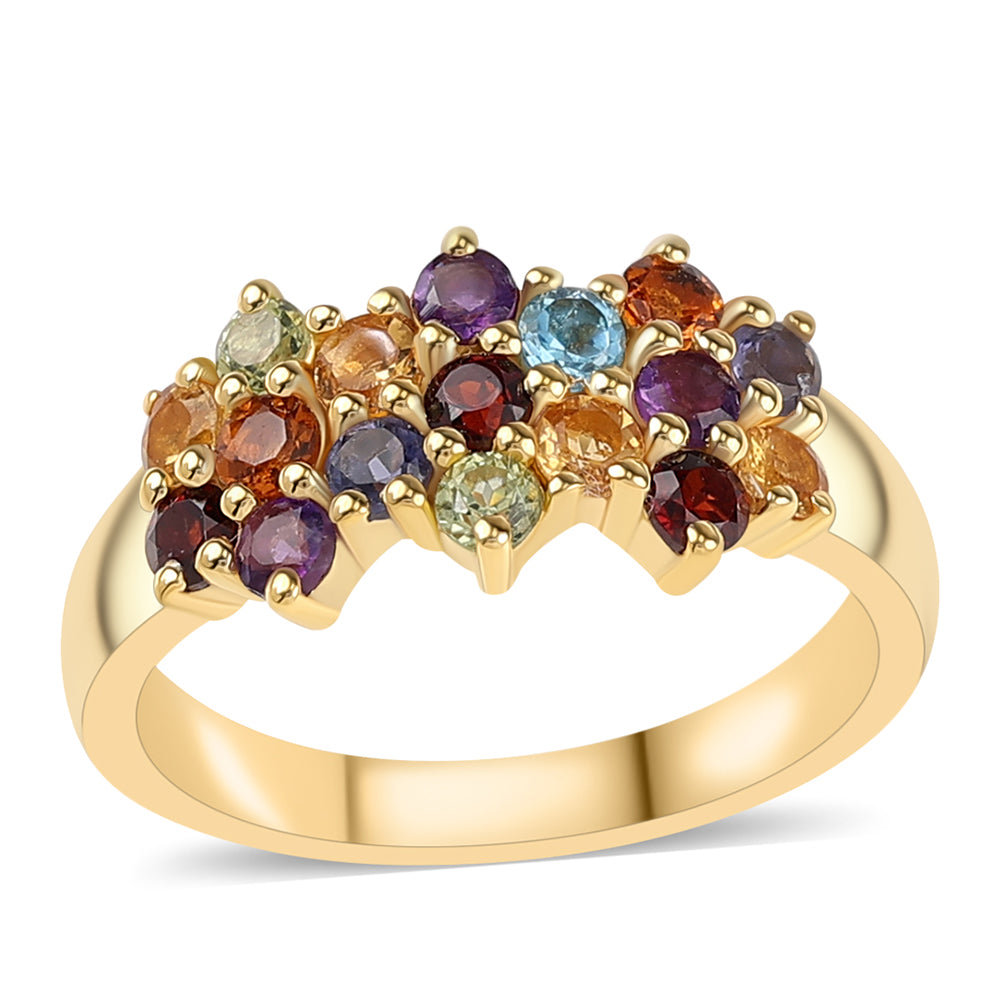 Pozlátený Strieborný Prsteň s Africkým Ametystom a Červeným Granátom 1 