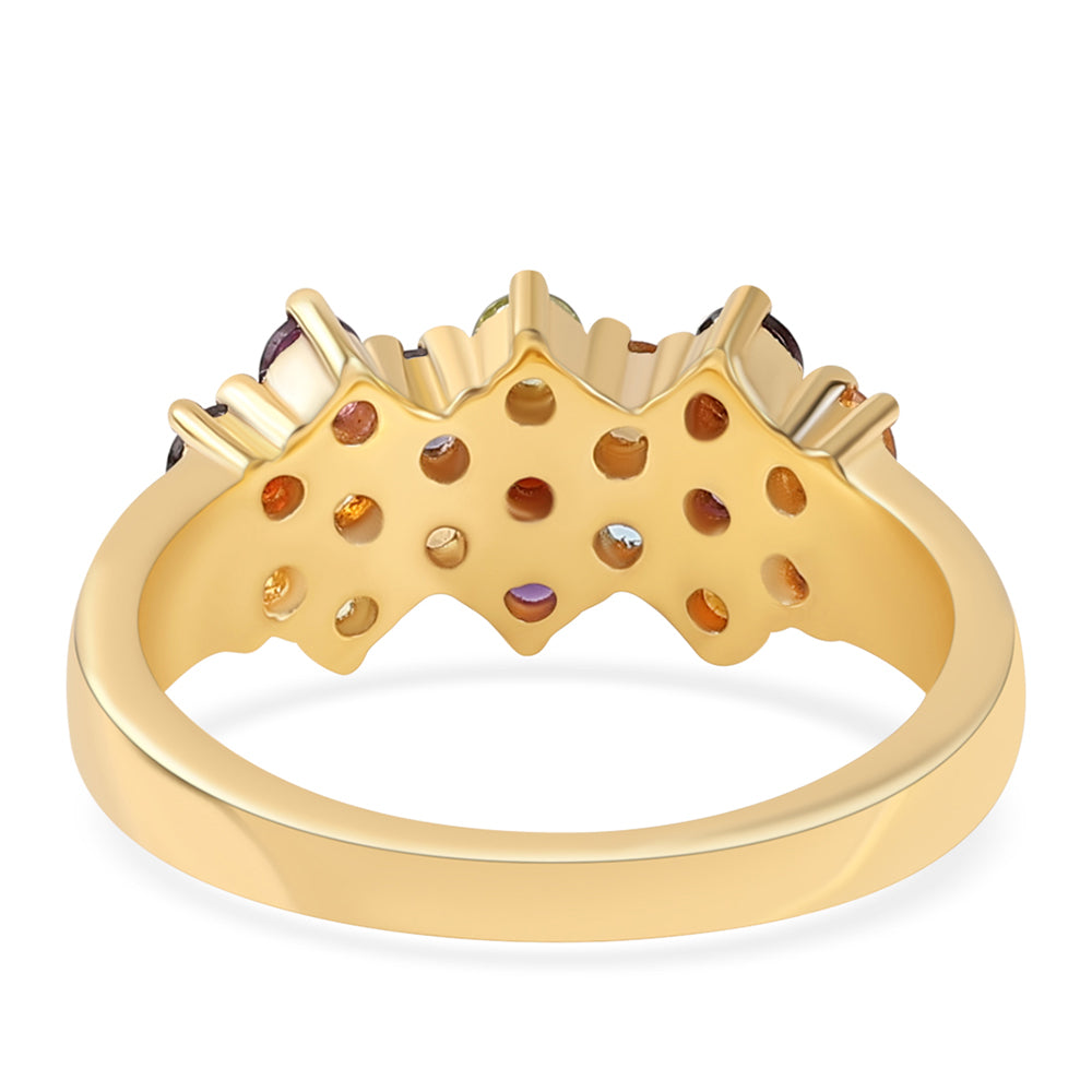 Pozlátený Strieborný Prsteň s Africkým Ametystom a Červeným Granátom 2 