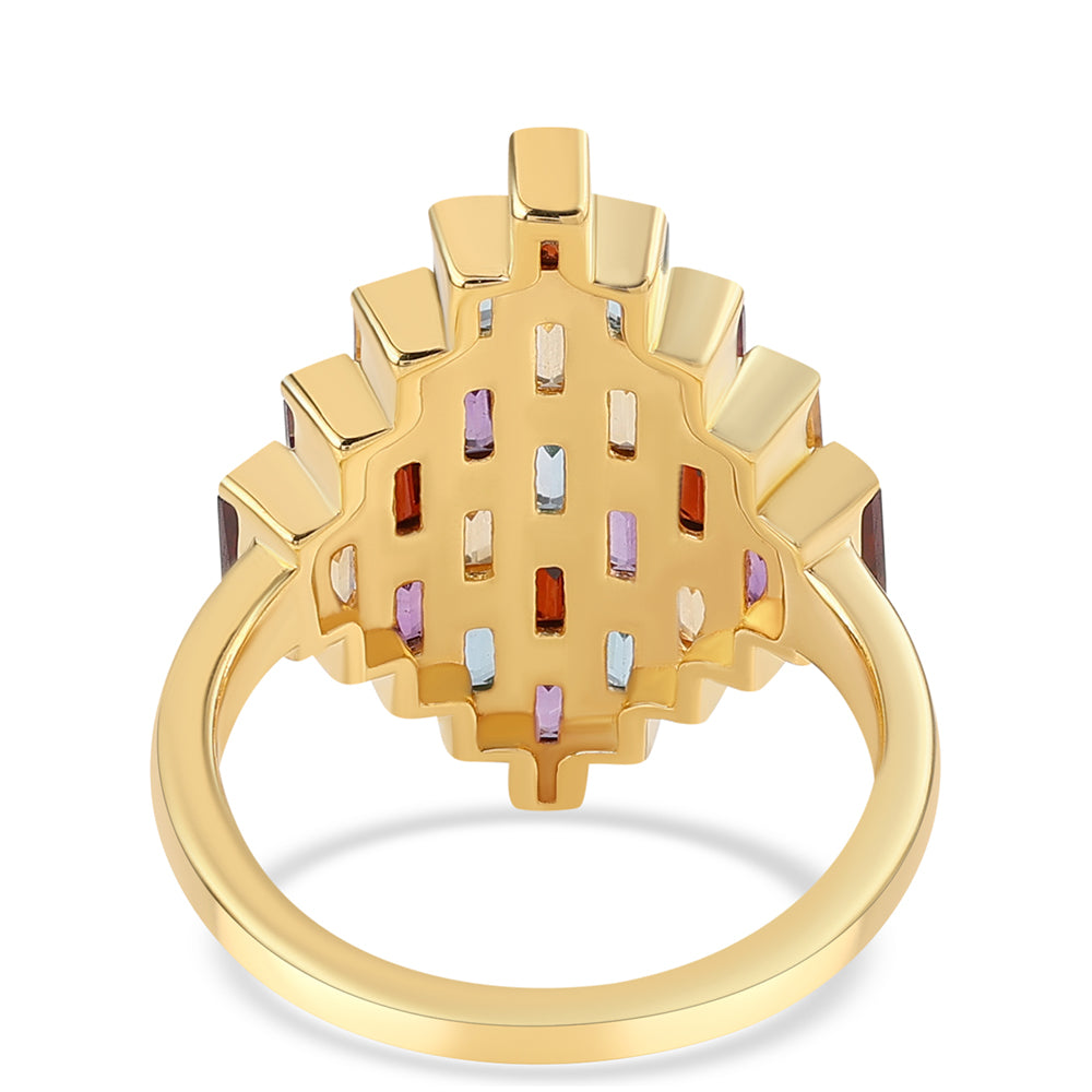 Pozlátený Strieborný Prsteň s Africkým Ametystom a Citrínom 2 