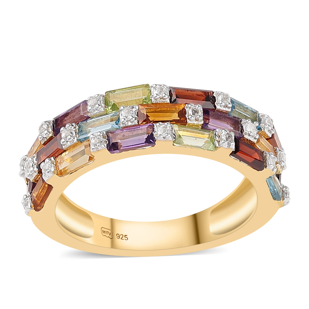 Pozlátený Strieborný Prsteň s Africkým Ametystom a Citrínom 1 