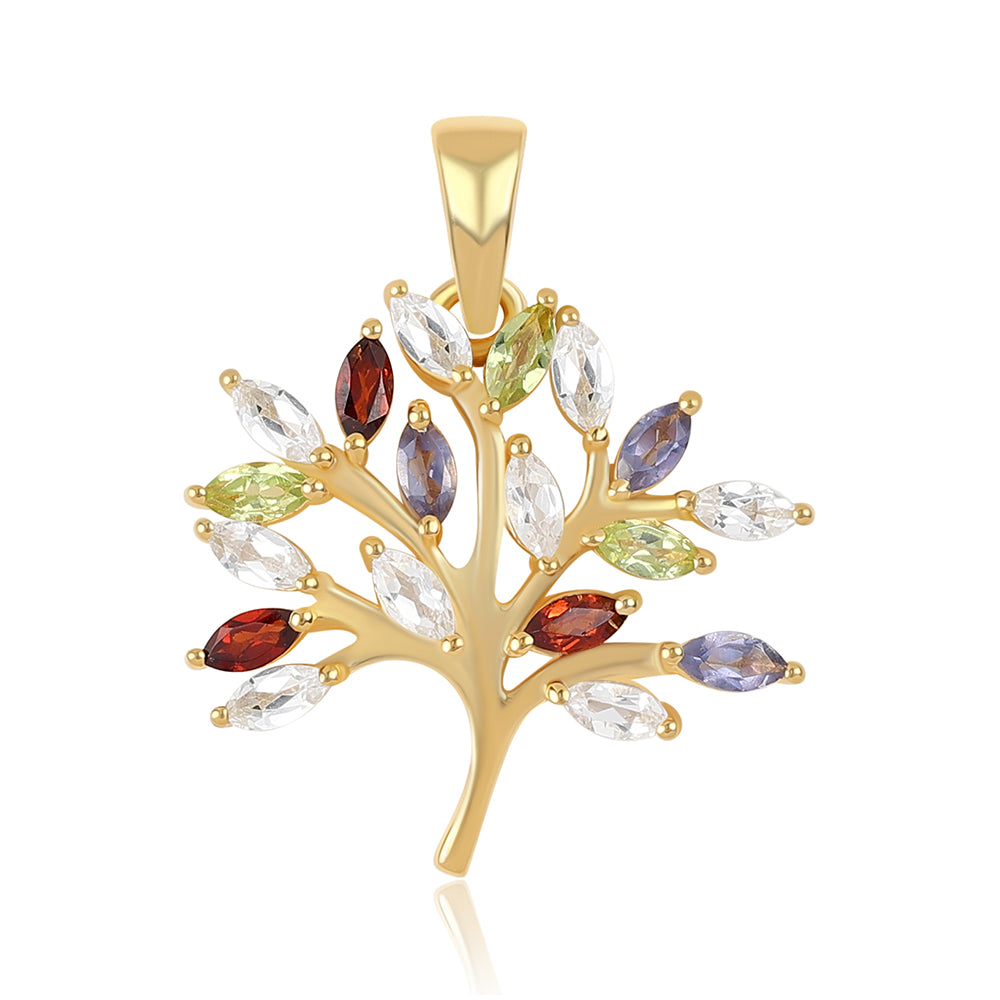 Pozlátený Strieborný Prívesok s Olivínom a Červeným Granátom 1 