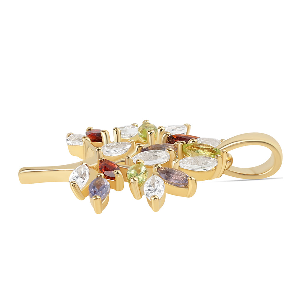 Pozlátený Strieborný Prívesok s Olivínom a Červeným Granátom 3 