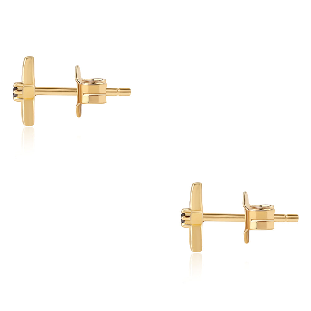 Pozlátené Strieborné Náušnice s Červeným Diamantom