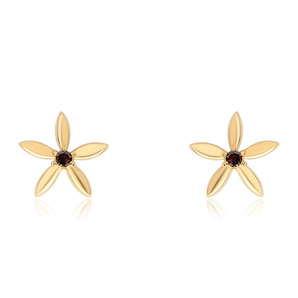 Pozlátené Strieborné Náušnice s Červeným Diamantom 4 