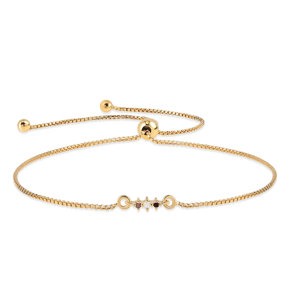 Pozlátený Strieborný Náramok s Červeným Diamantom a Bielym Diamantom 1 