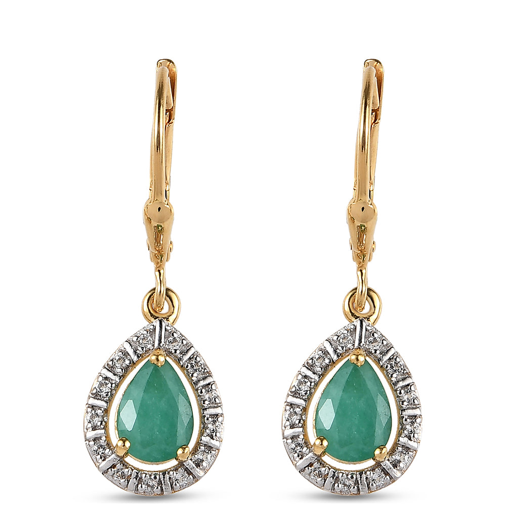 Pozlátené Strieborné Sada s Thajským Rubínom a Brazílskym Smaragdom ( Náušnice ) 2 