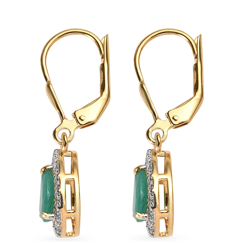 Pozlátené Strieborné Sada s Thajským Rubínom a Brazílskym Smaragdom ( Náušnice )