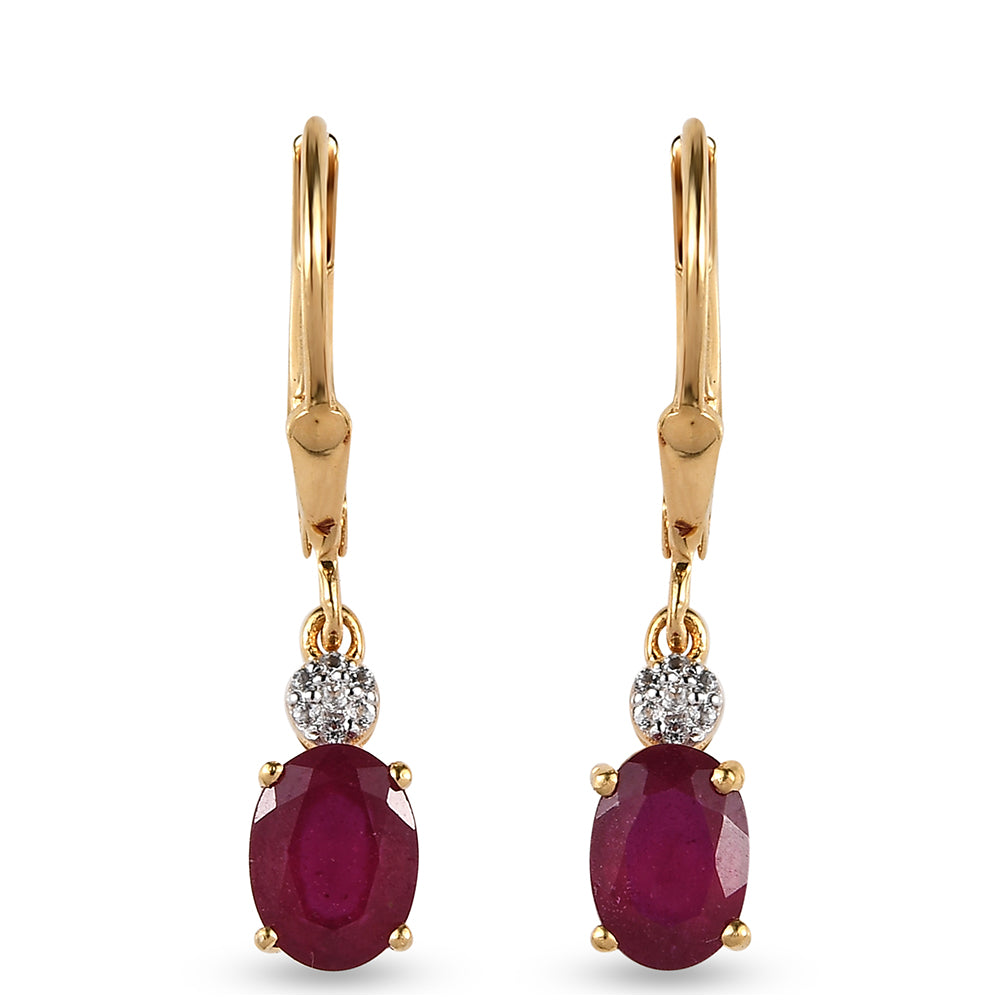 Pozlátené Strieborné Sada s Thajským Rubínom a Brazílskym Smaragdom ( Náušnice ) 4 