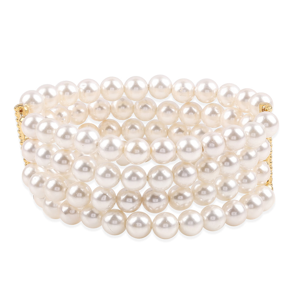 Pozlátený Strieborný Náramok s Bielou Sladkovodnou Perlou