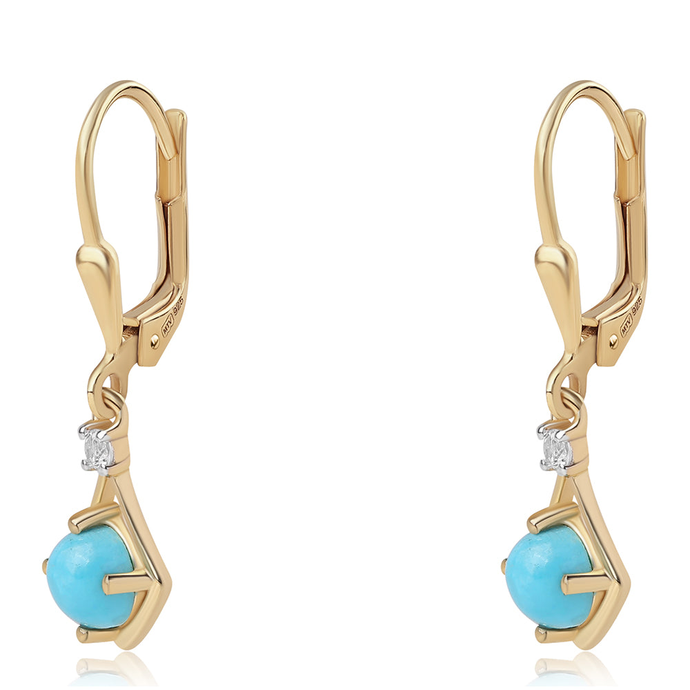 Pozlátené Strieborné Náušnice s so Sleeping Beauty Tyrkysom a Bielym Topásom 1 