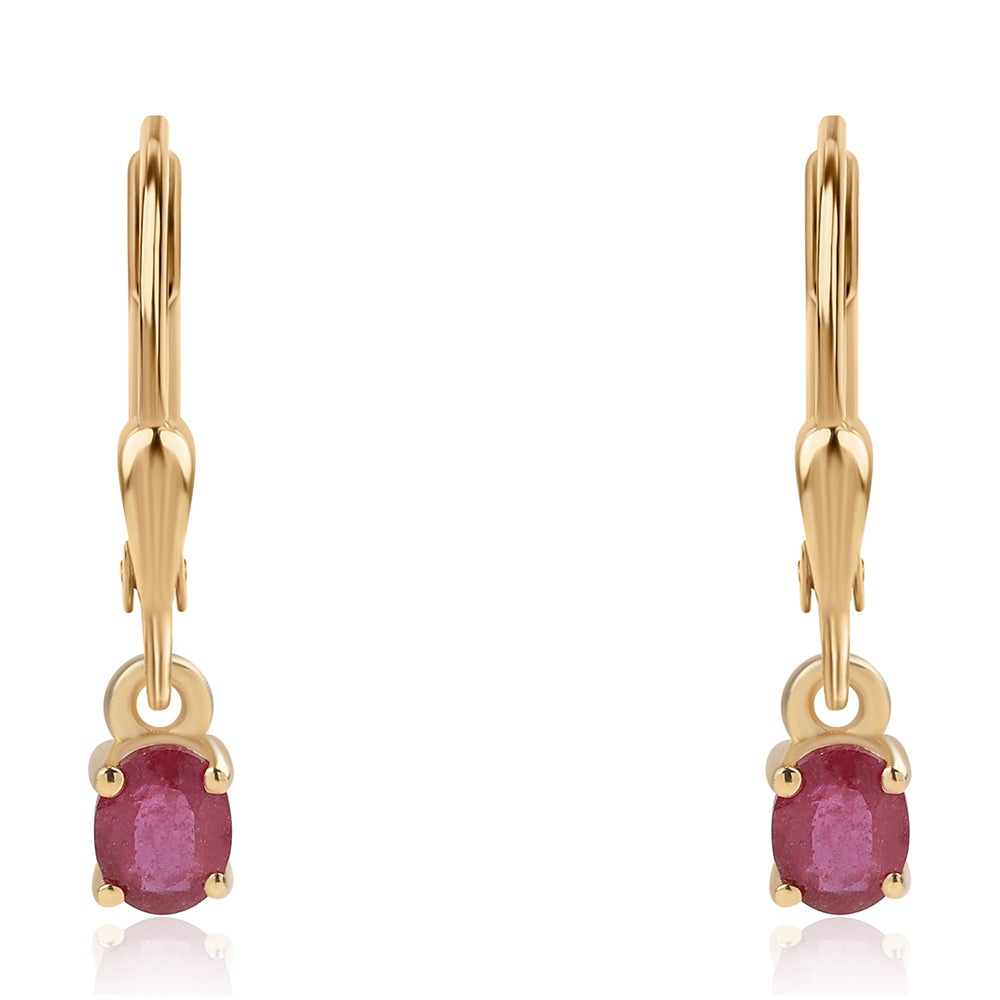 Pozlátené Strieborné Náušnice s Mozambickým Rubínom