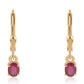 Pozlátené Strieborné Náušnice s Mozambickým Rubínom