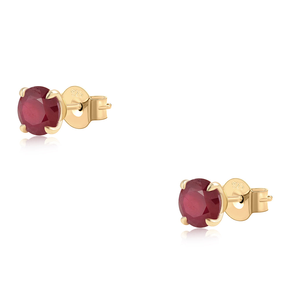 Pozlátené Strieborné Náušnice s Mozambickým Rubínom 1 