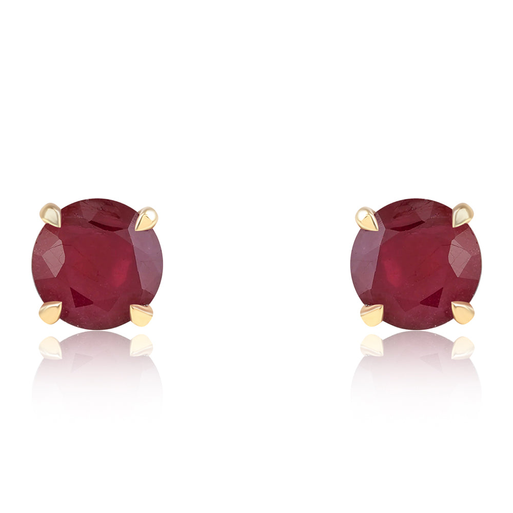 Pozlátené Strieborné Náušnice s Mozambickým Rubínom 2 