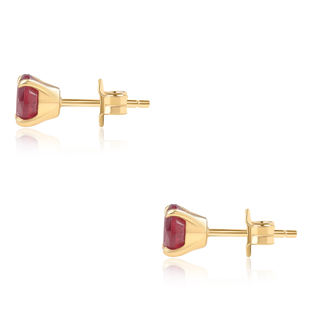 Pozlátené Strieborné Náušnice s Mozambickým Rubínom