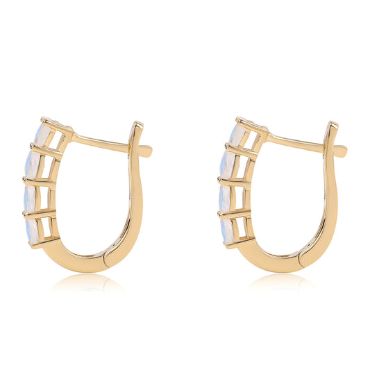 Pozlátené Strieborné Náušnice s AA dúhovým mesačným kameňom