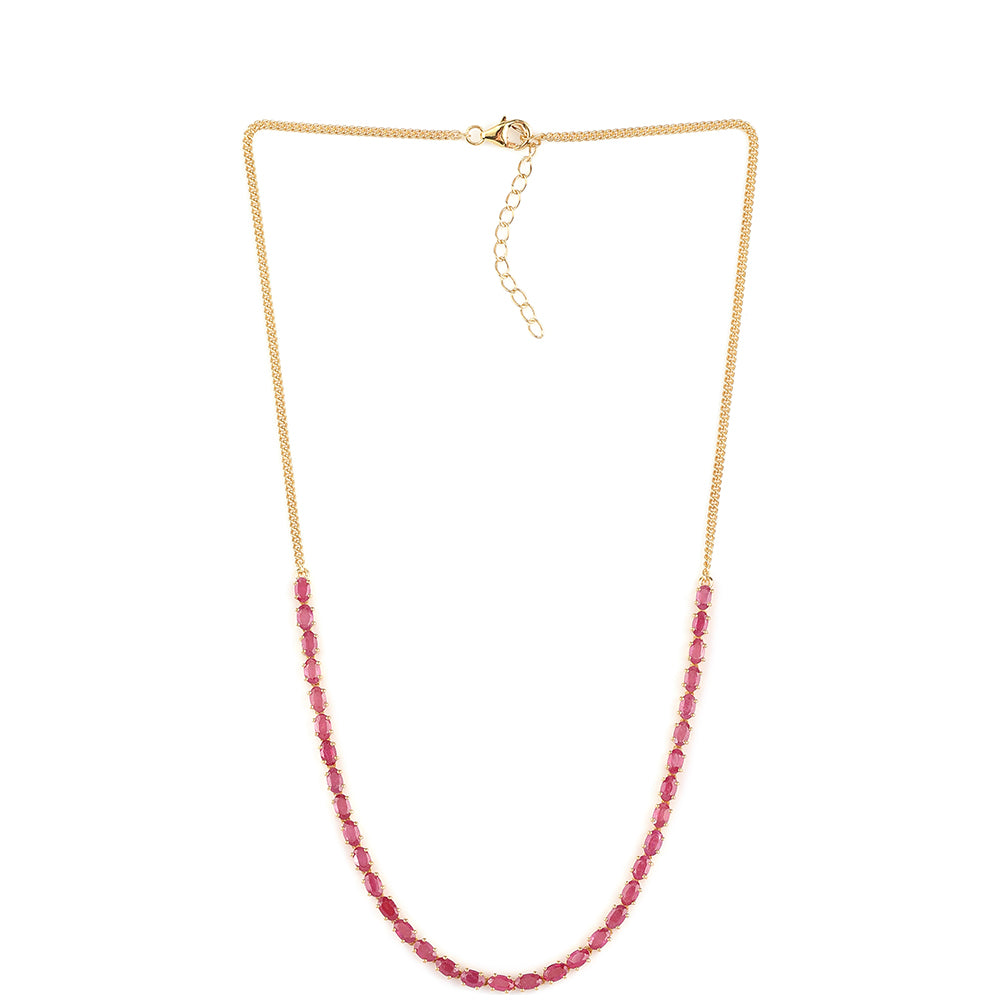Pozlátený Strieborný Náhrdelník s Mozambickým Rubínom 1 