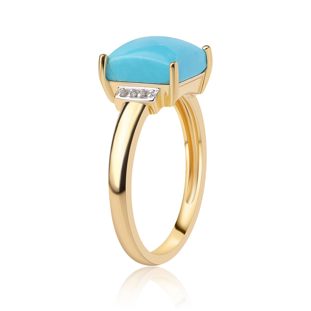 Pozlátený Strieborný Prsteň s so Sleeping Beauty Tyrkysom a Bielym Topásom 2 