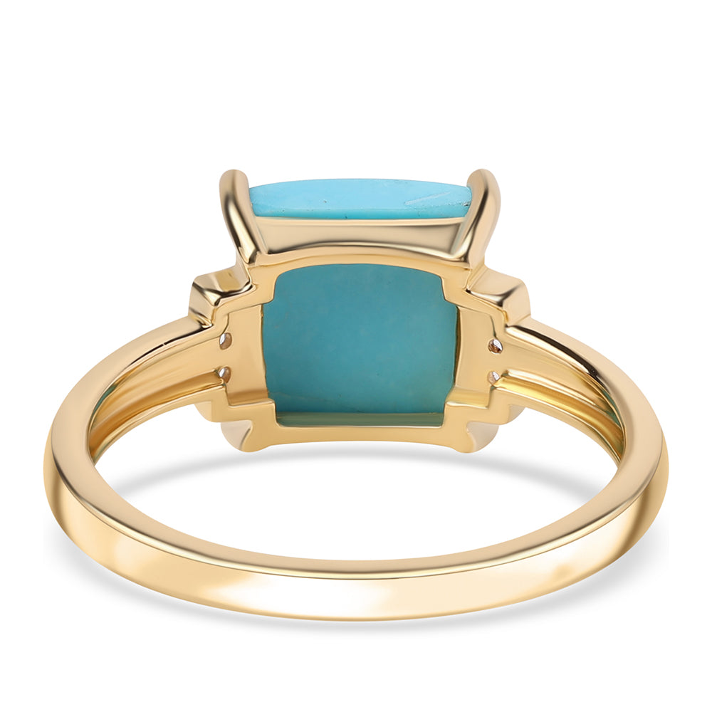 Pozlátený Strieborný Prsteň s so Sleeping Beauty Tyrkysom a Bielym Topásom 3 