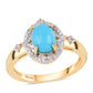 Pozlátený Strieborný Prsteň s so Sleeping Beauty Tyrkysom a Bielym Topásom