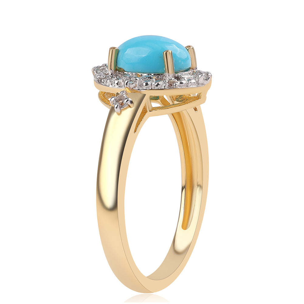 Pozlátený Strieborný Prsteň s so Sleeping Beauty Tyrkysom a Bielym Topásom 2 