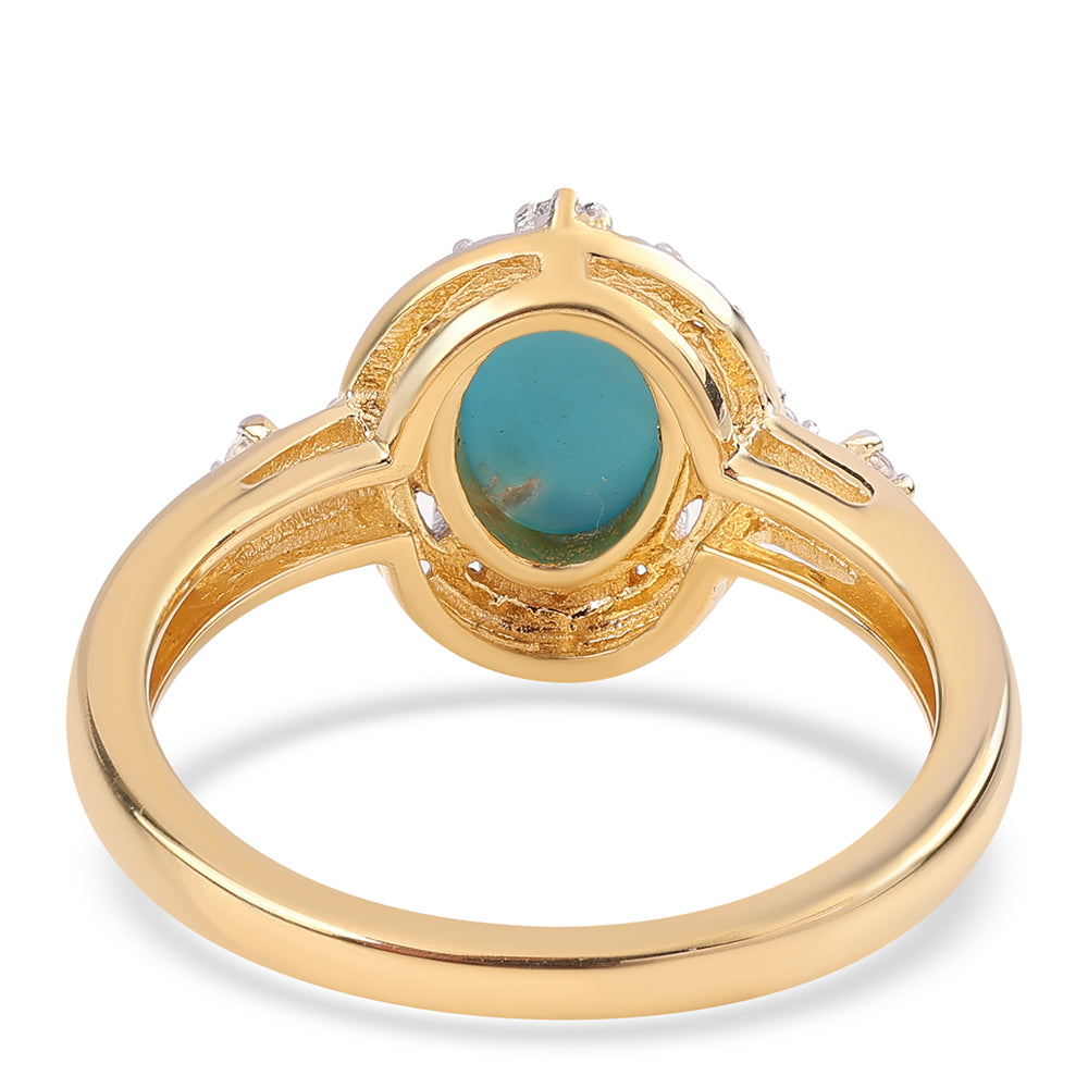 Pozlátený Strieborný Prsteň s so Sleeping Beauty Tyrkysom a Bielym Topásom 3 