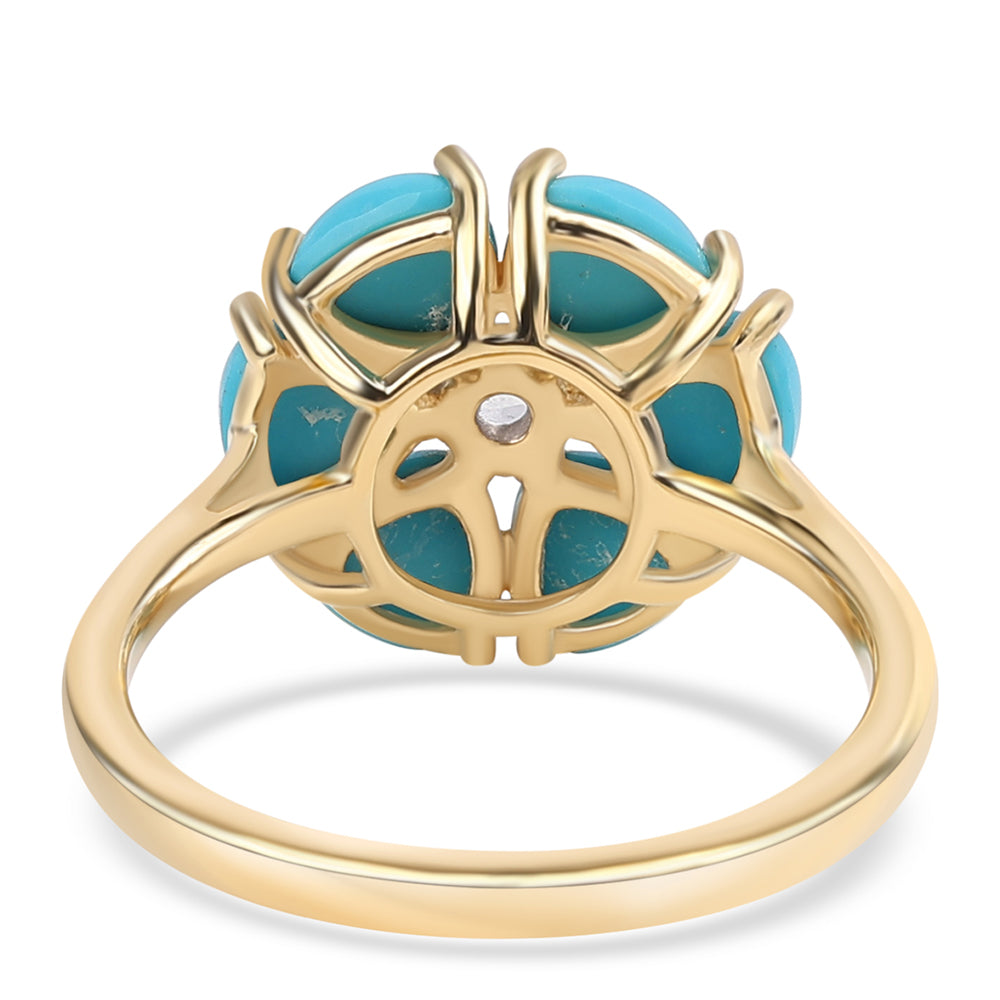 Pozlátený Strieborný Prsteň s so Sleeping Beauty Tyrkysom a Bielym Topásom 3 