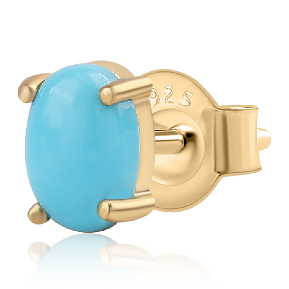 Pozlátené Strieborné Náušnice s so Sleeping Beauty Tyrkysom 2 