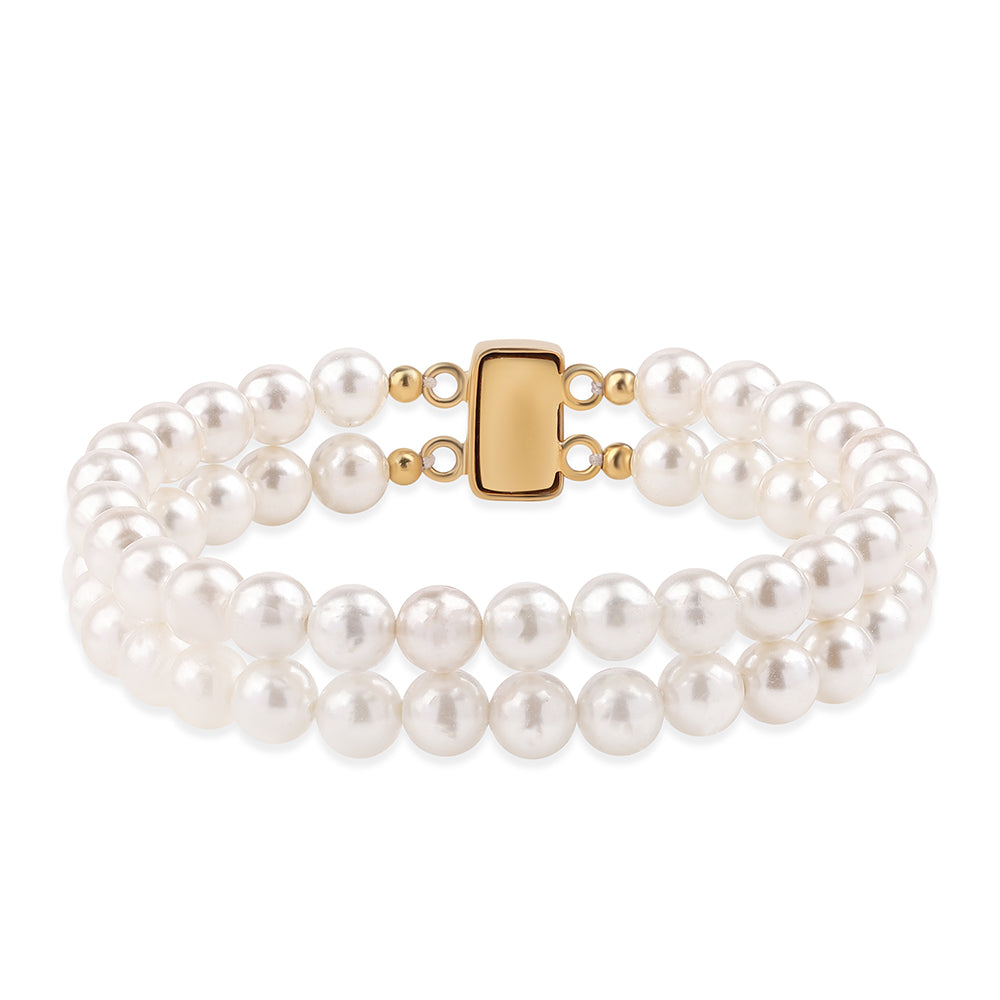 Pozlátený Strieborný Náramok s Bielou Sladkovodnou Perlou 1 