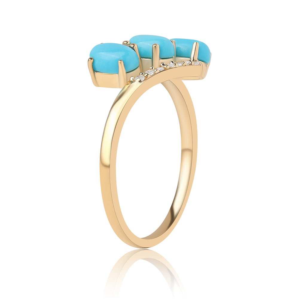 Pozlátený Strieborný Prsteň s so Sleeping Beauty Tyrkysom a Bielym Topásom 2 