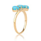 Pozlátený Strieborný Prsteň s so Sleeping Beauty Tyrkysom a Bielym Topásom
