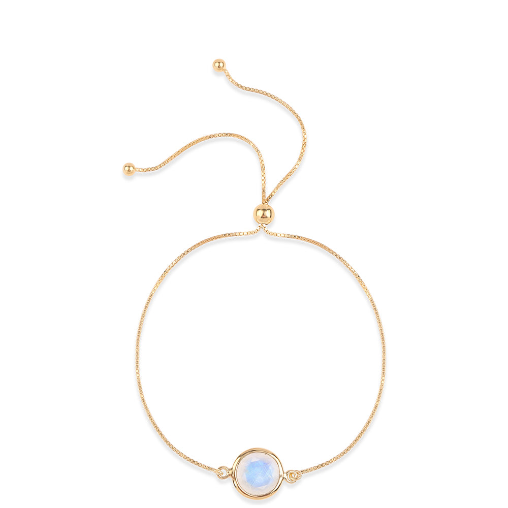 Pozlátený Strieborný Náramok s AA dúhovým mesačným kameňom