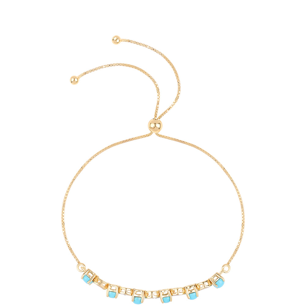 Pozlátený Strieborný Náramok s so Sleeping Beauty Tyrkysom a Bielym Topásom