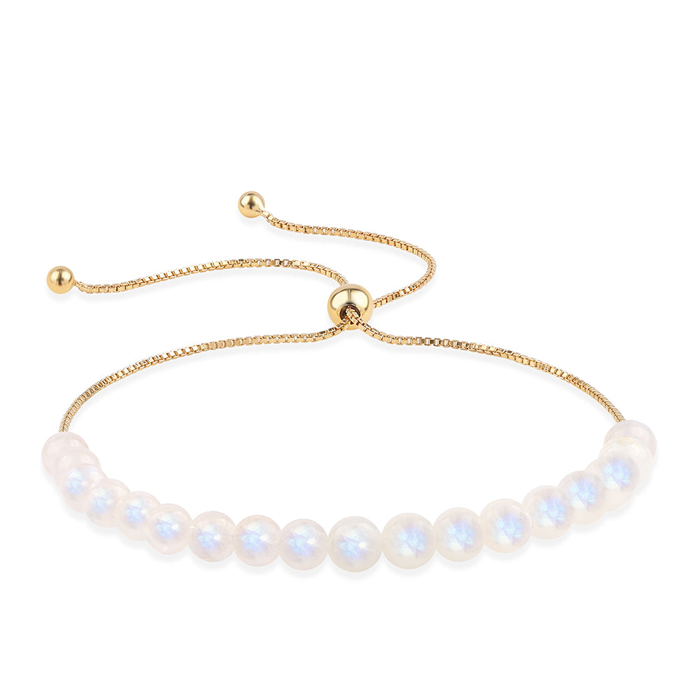 Pozlátený Strieborný Náramok s Dúhovým Mesačným Kameňom