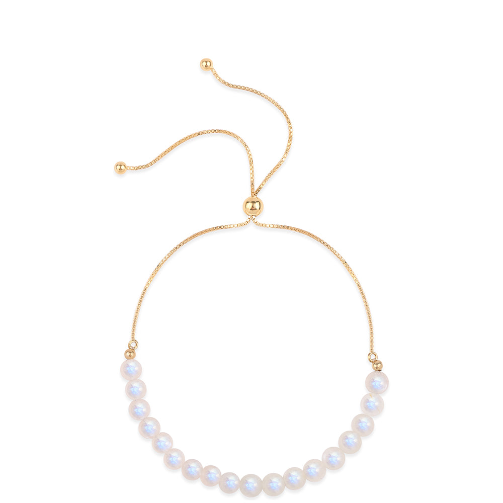 Pozlátený Strieborný Náramok s Dúhovým Mesačným Kameňom 3 