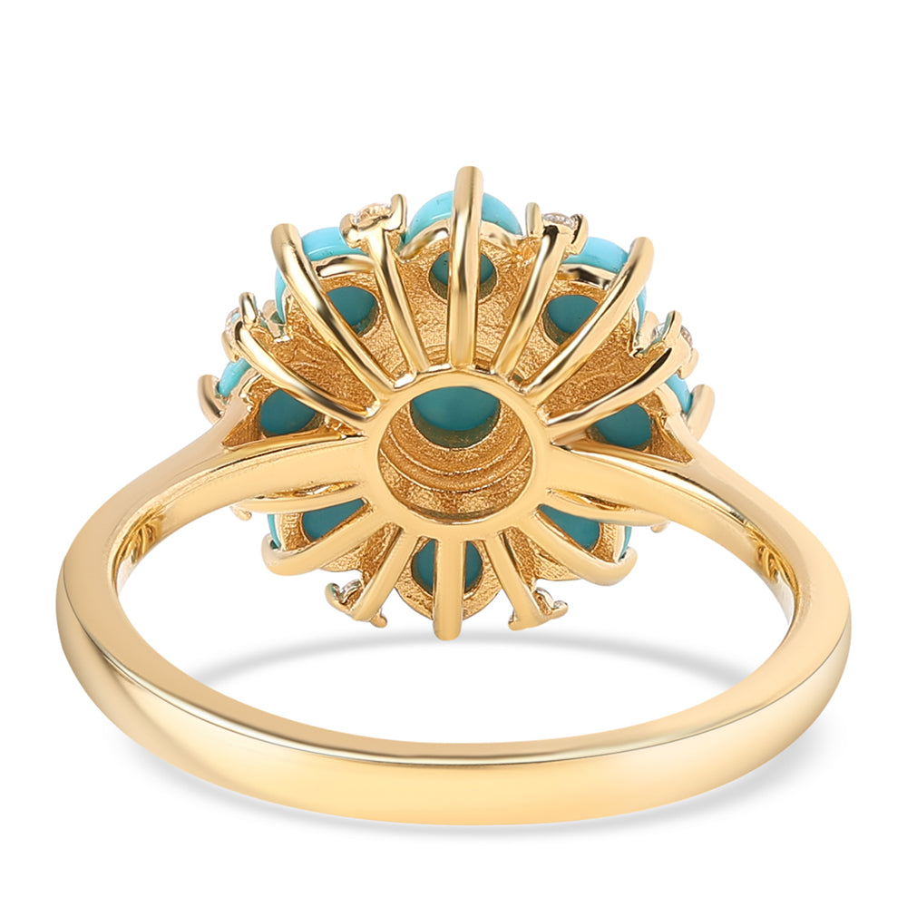 Pozlátený Strieborný Prsteň s so Sleeping Beauty Tyrkysom a Bielym Topásom 2 