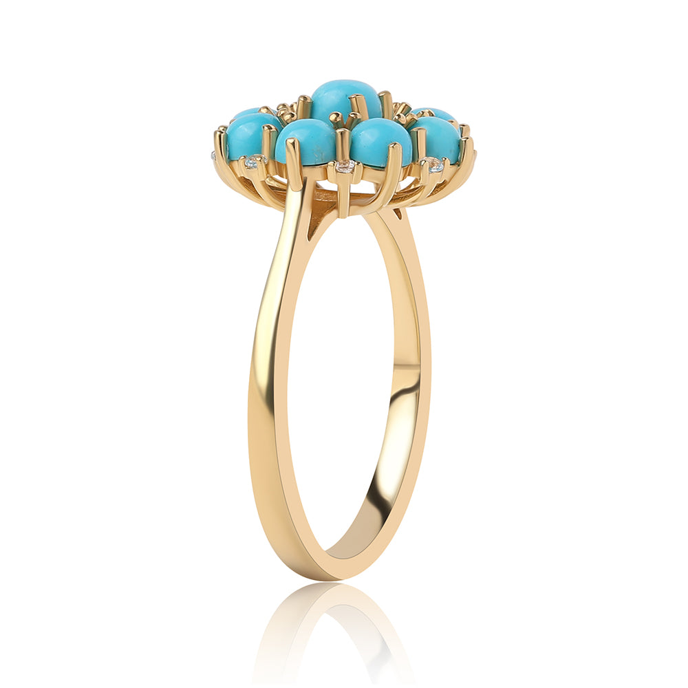 Pozlátený Strieborný Prsteň s so Sleeping Beauty Tyrkysom a Bielym Topásom 3 