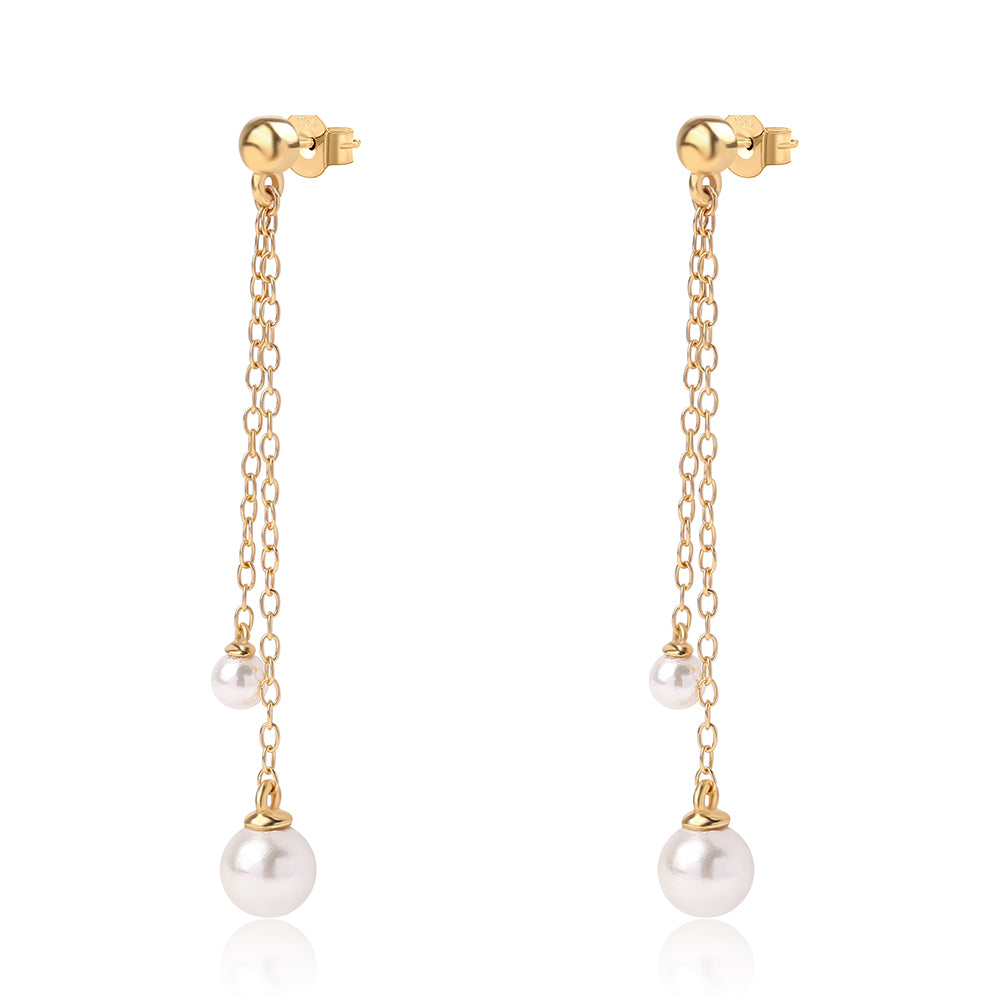 Pozlátené Strieborné Náušnice s Bielou Sladkovodnou Perlou