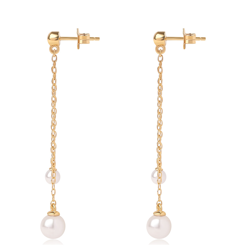 Pozlátené Strieborné Náušnice s Bielou Sladkovodnou Perlou