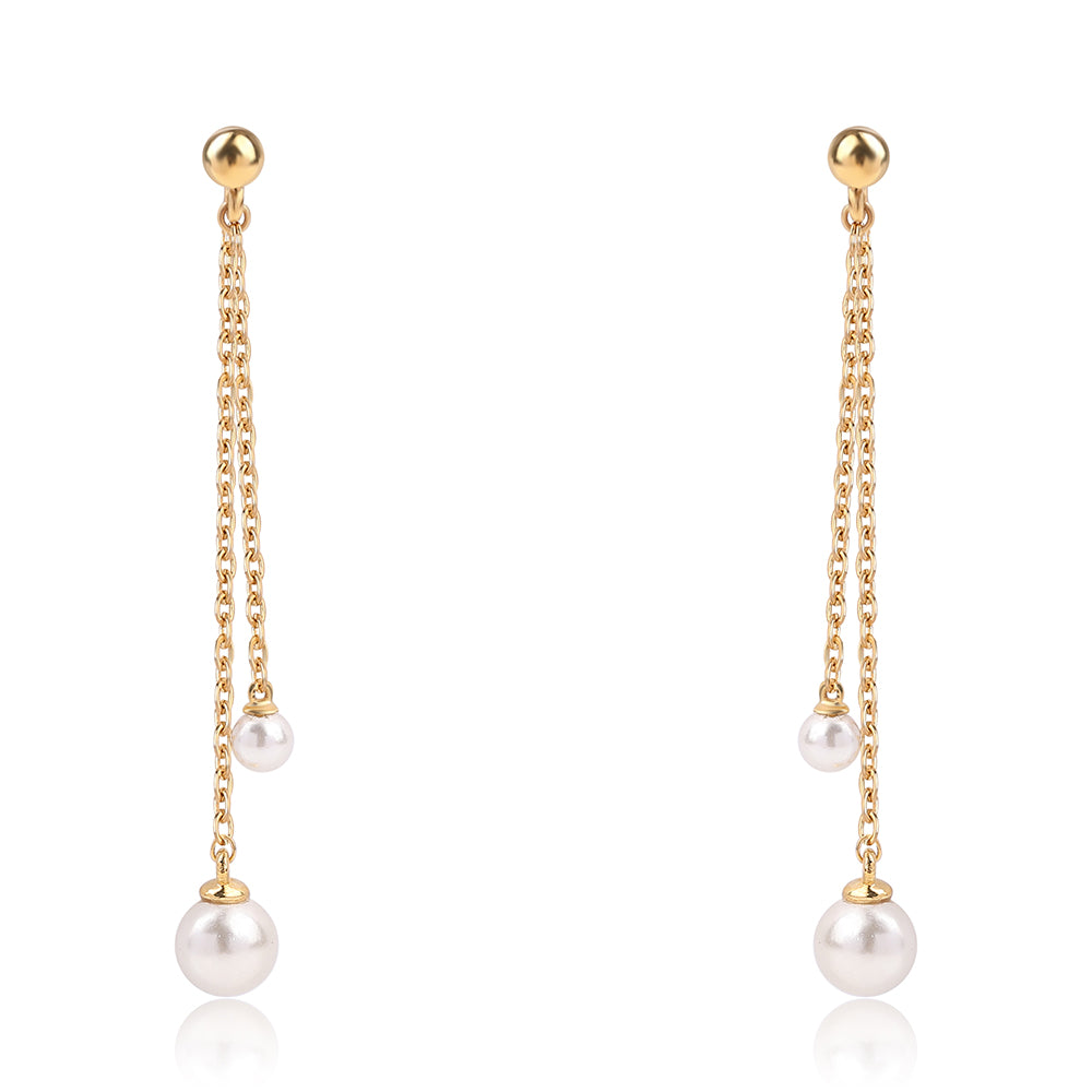 Pozlátené Strieborné Náušnice s Bielou Sladkovodnou Perlou 3 