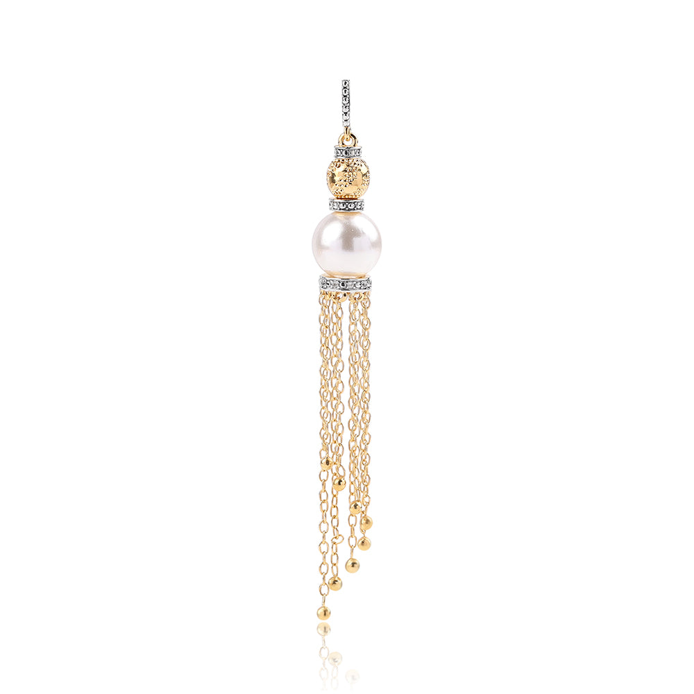 Pozlátený Strieborný Prívesok s Bielou Sladkovodnou Perlou a Bielym Topásom