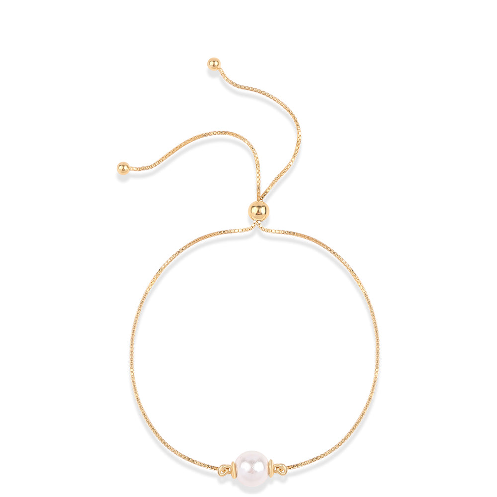 Pozlátený Strieborný Náramok s Bielou Sladkovodnou Perlou